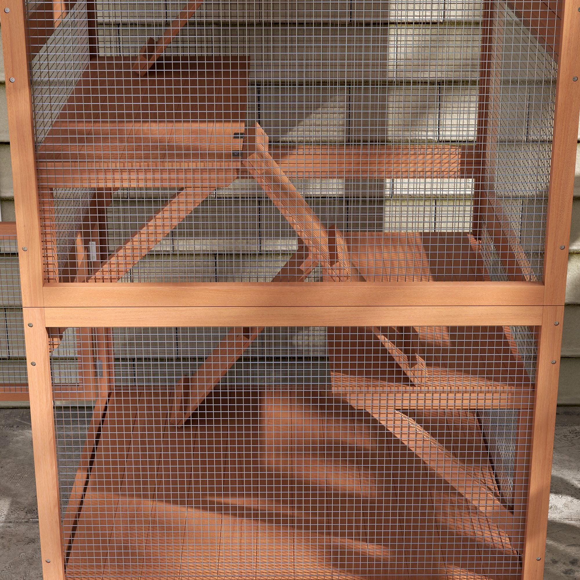 Outdoor Cat Enclosure on Wheels with Hammock and Ramps - Orange