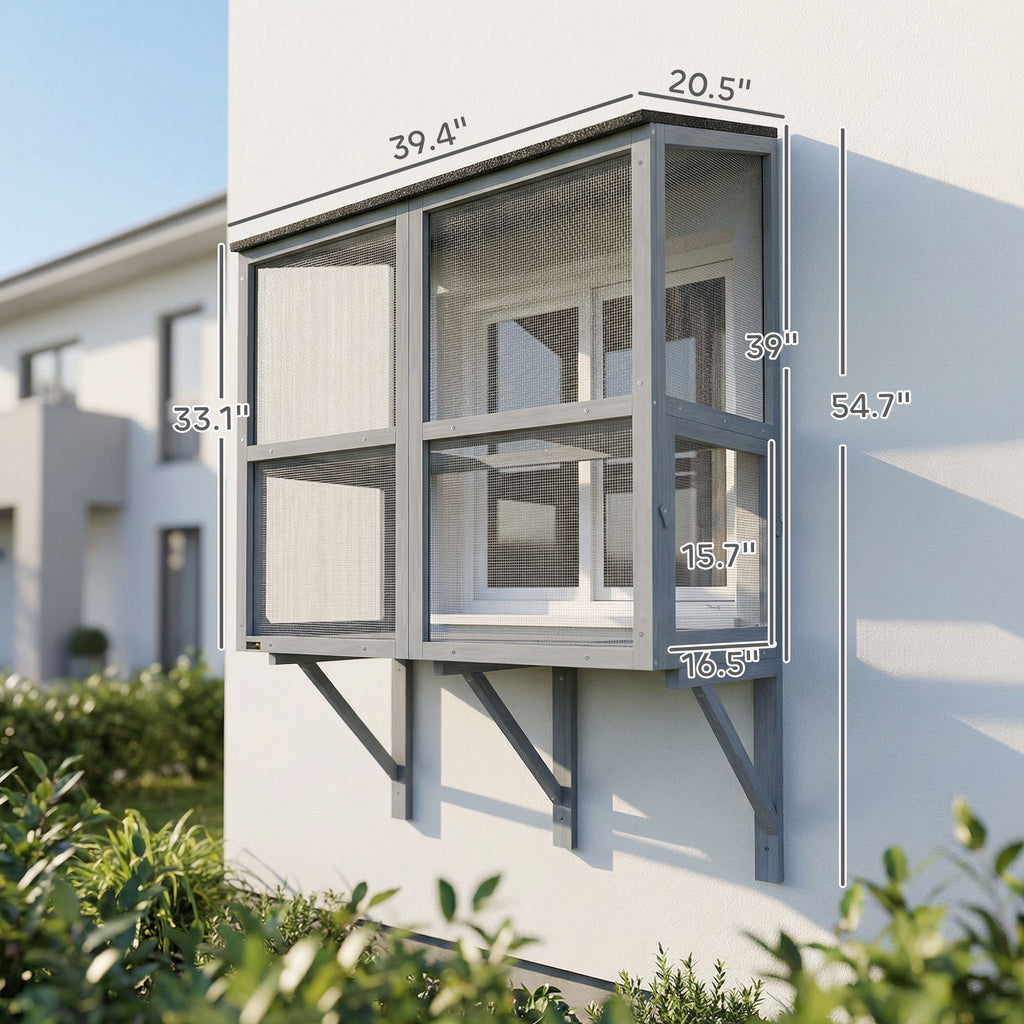 PawHut Catio Outdoor Cat Enclosure with water-ready Roof