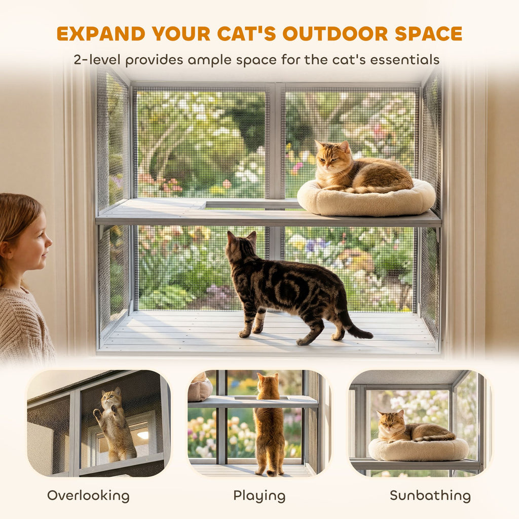 PawHut Catio Outdoor Cat Enclosure with water-ready Roof
