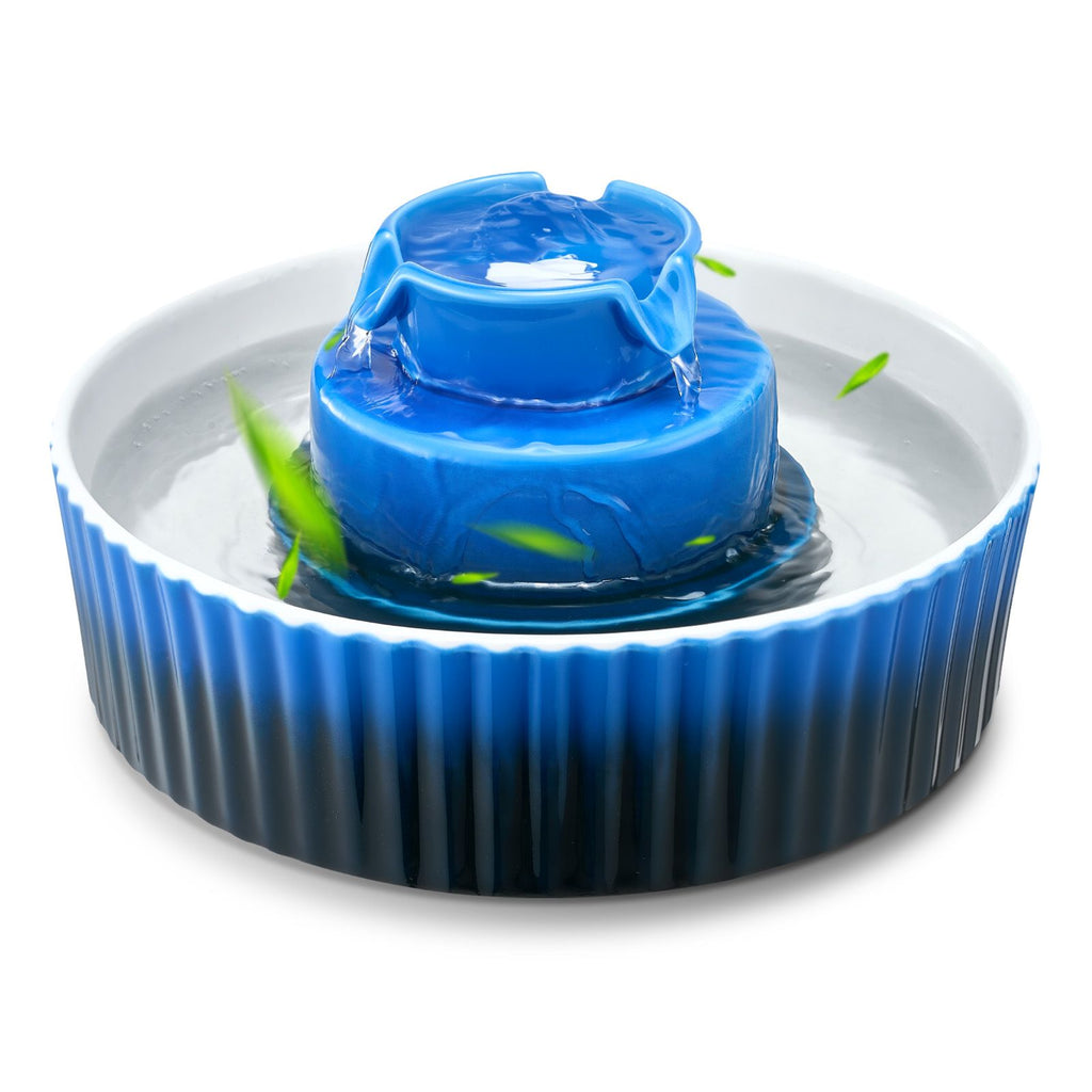Ceramic Cat Water Fountain with 2.1L Capacity & Ultra-Quiet Pump