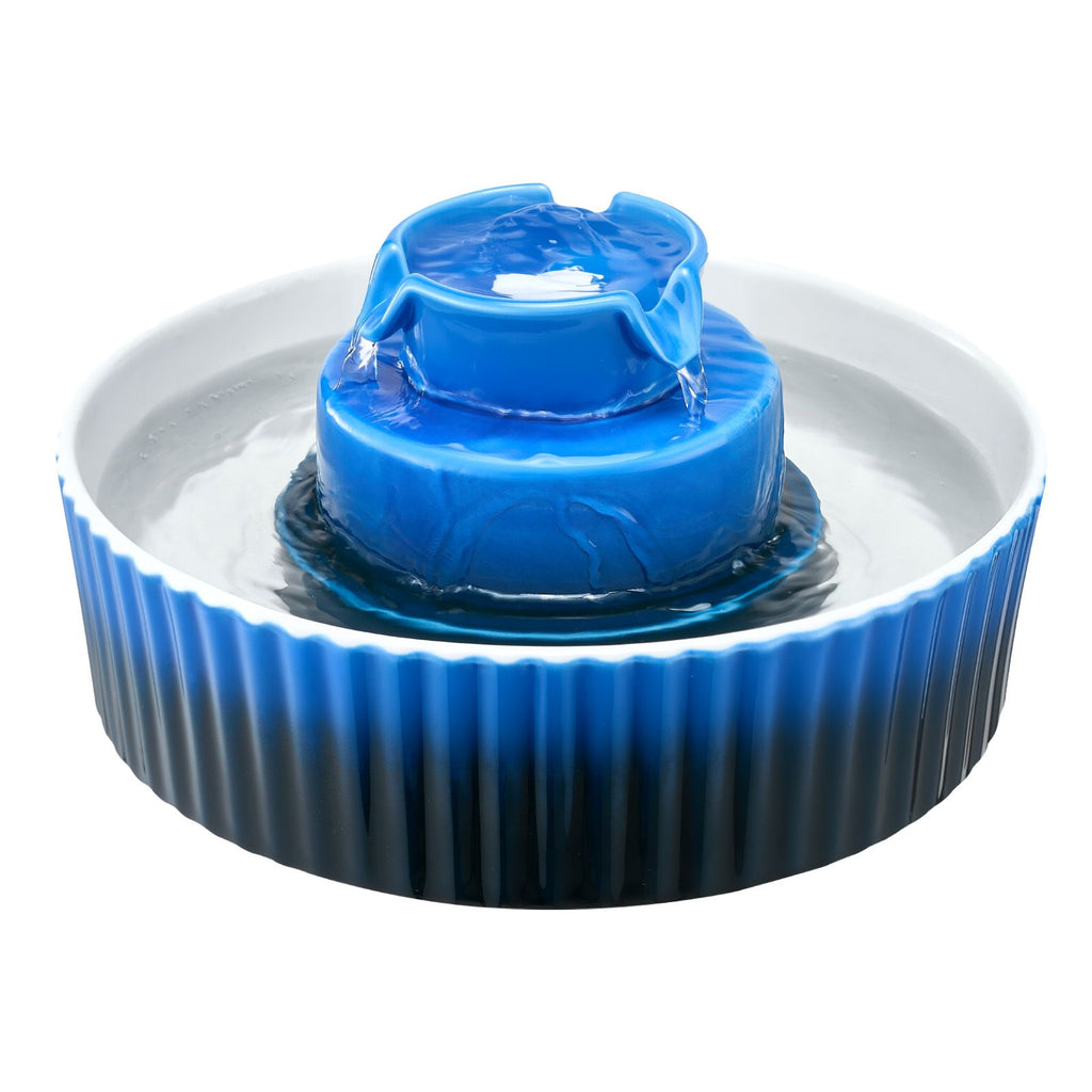 Ceramic Cat Water Fountain with 2.1L Capacity & Ultra-Quiet Pump