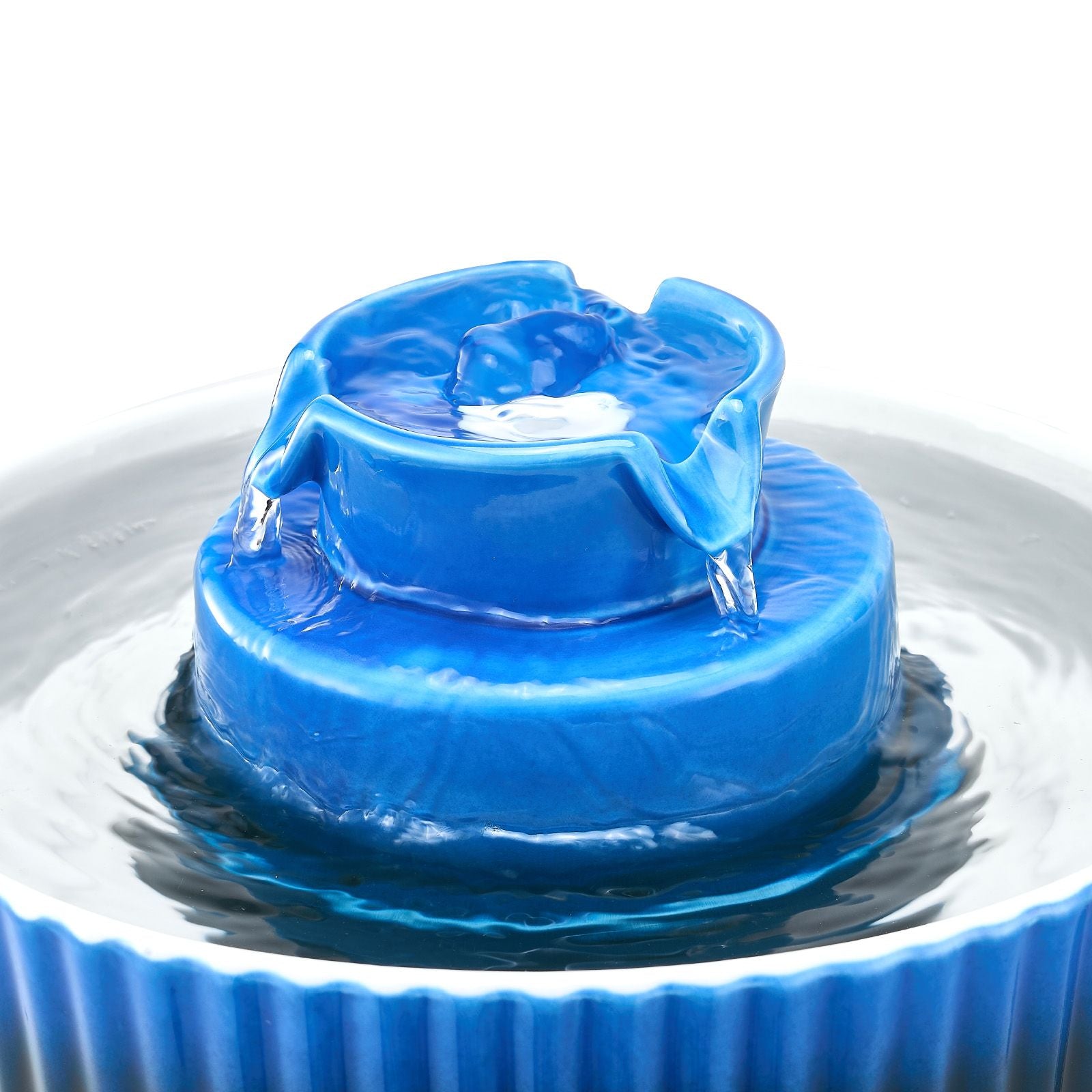 Ceramic Cat Water Fountain with 2.1L Capacity & Ultra-Quiet Pump