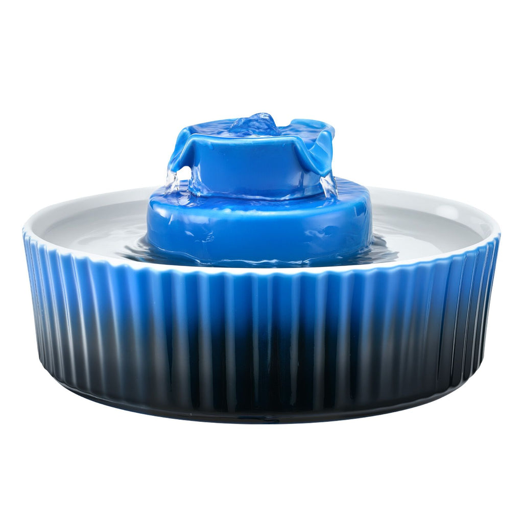 Ceramic Cat Water Fountain with 2.1L Capacity & Ultra-Quiet Pump