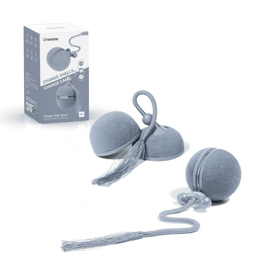 Cheerble Wicked Ball Duo2: Interactive Cat Toy with Interchangeable Shells