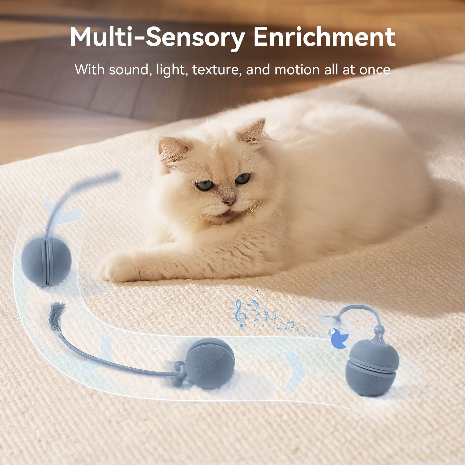 Cheerble Wicked Ball Duo2: Interactive Cat Toy with Interchangeable Shells
