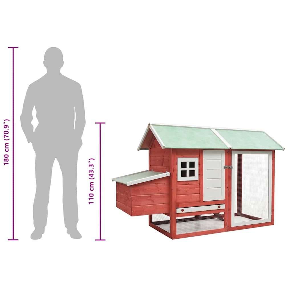 Red & Green furniture-style Chicken Cage with Ramp and Pull-Out Tray