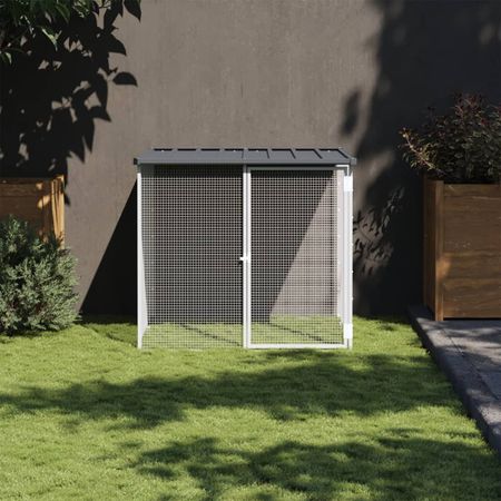 Chicken Cage with Roof Anthracite 40.6"x38.6"x35.4" Galvanized structured
