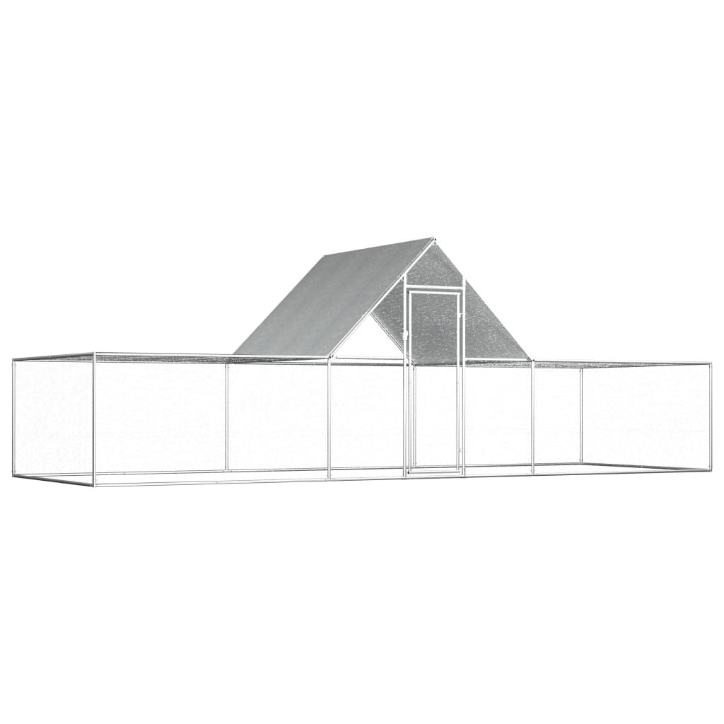 Galvanized structured Chicken Coop 19.7'x6.6'x6.6' with Lockable Door