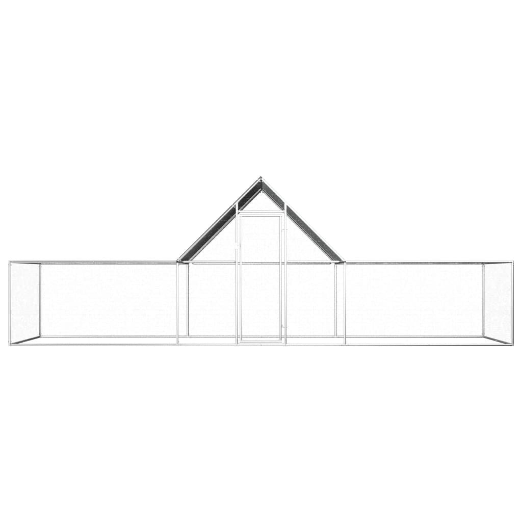Galvanized structured Chicken Coop 19.7'x6.6'x6.6' with Lockable Door