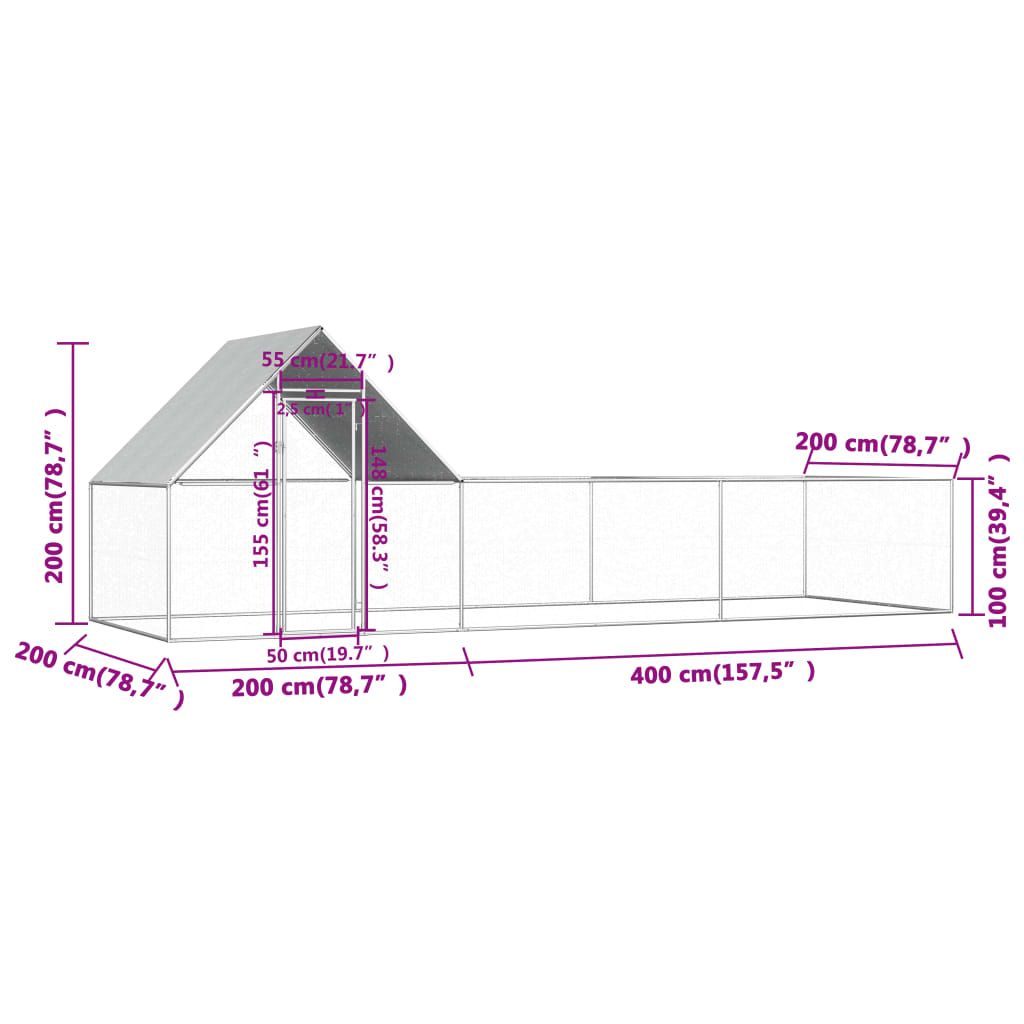 Spacious Galvanized structured Chicken Coop with water-ready Roof