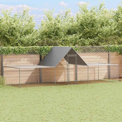 Galvanized structured Chicken Coop 19.7'x6.6'x6.6' with Lockable Door