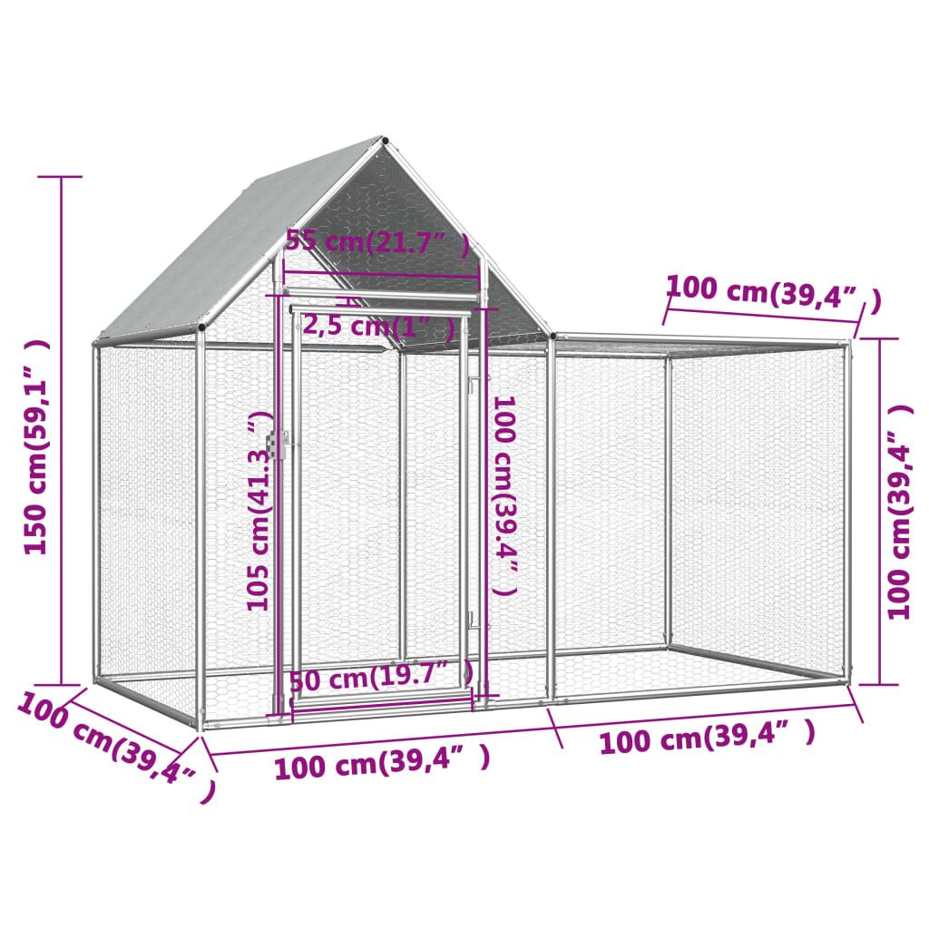 Spacious Galvanized structured Chicken Coop with water-ready Roof