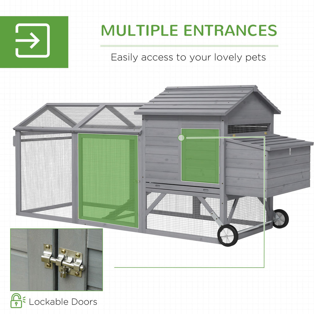 Portable furniture-style Chicken Coop with Large Run and Nesting Box