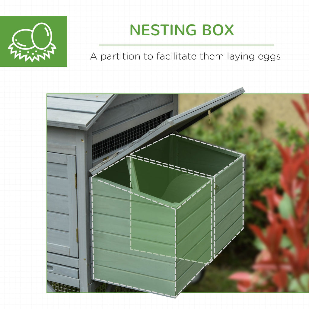 Portable furniture-style Chicken Coop with Large Run and Nesting Box