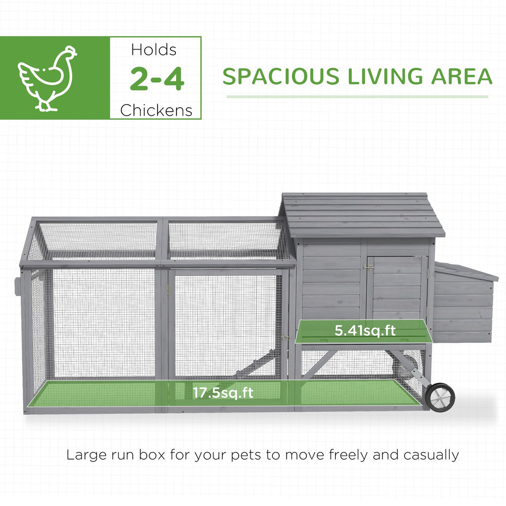 Portable furniture-style Chicken Coop with Large Run and Nesting Box