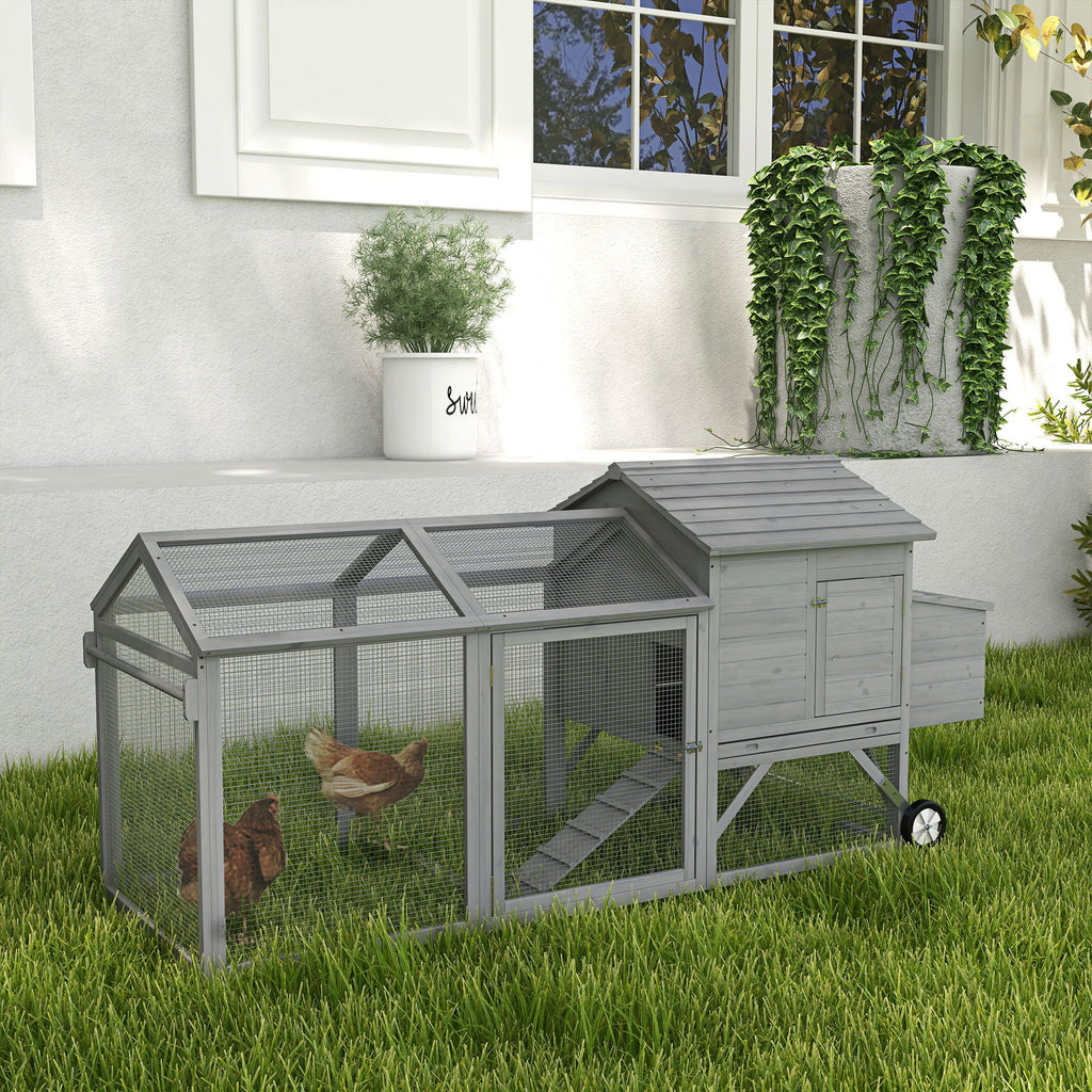 Portable furniture-style Chicken Coop with Large Run and Nesting Box