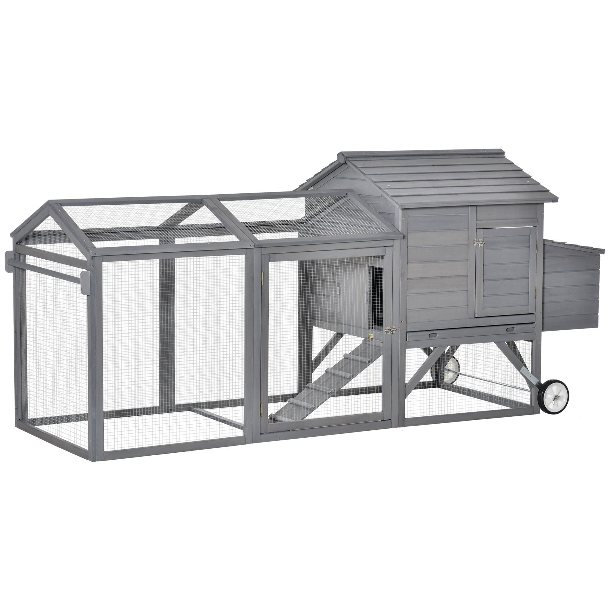 Portable furniture-style Chicken Coop with Large Run and Nesting Box