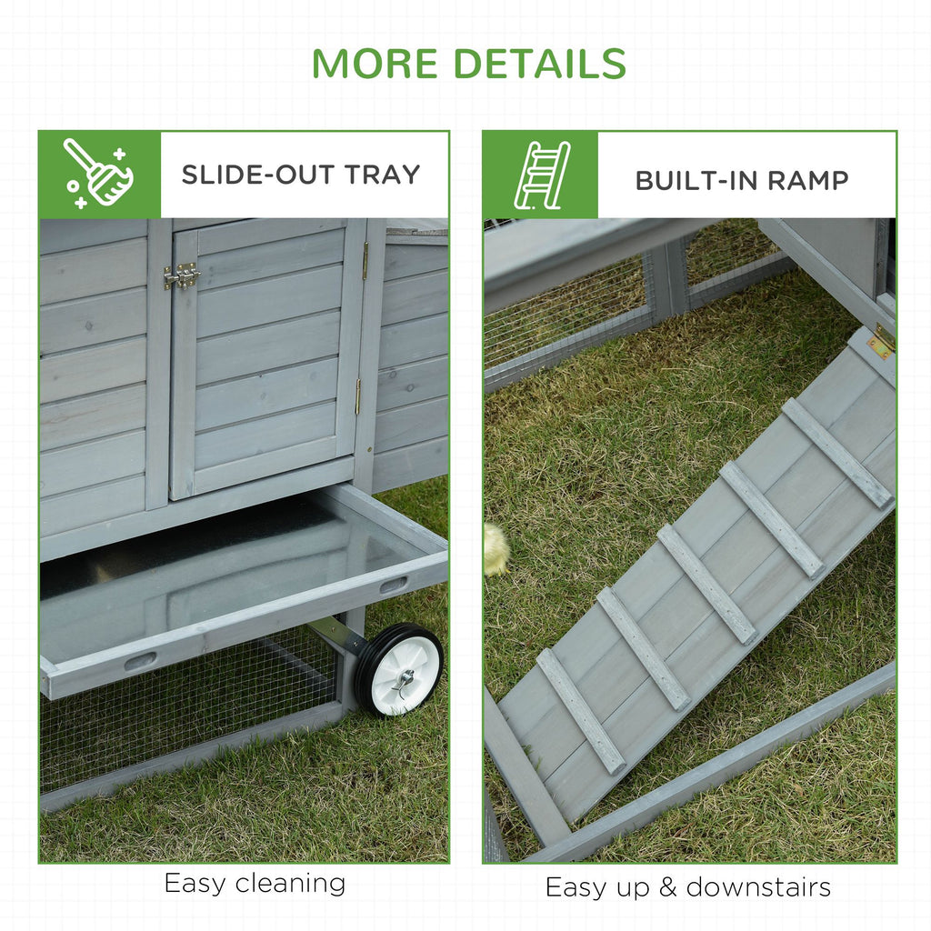 Portable furniture-style Chicken Coop with Large Run and Nesting Box