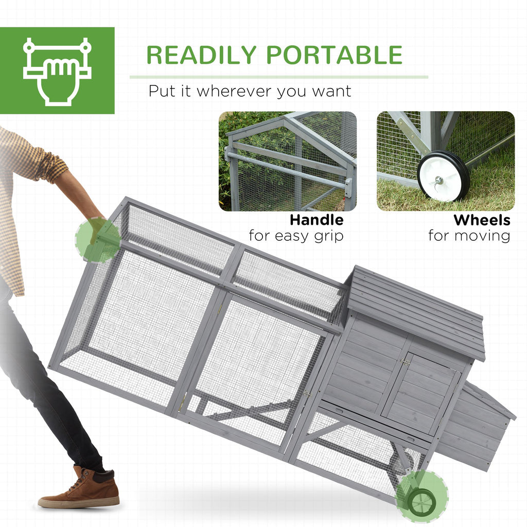 Portable furniture-style Chicken Coop with Large Run and Nesting Box