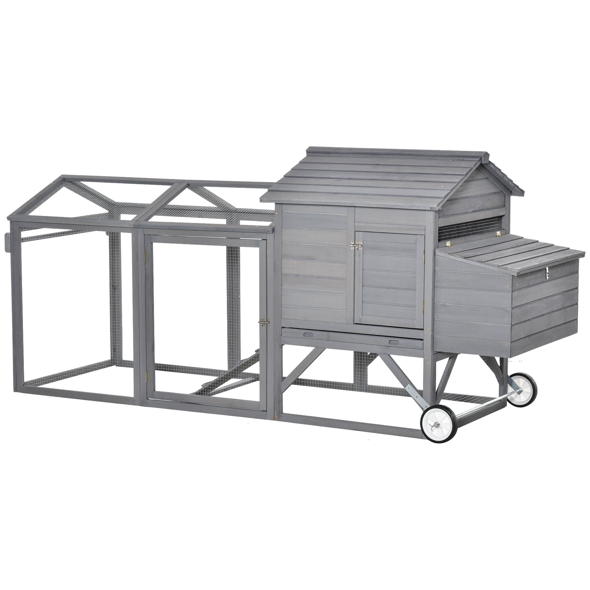 Portable furniture-style Chicken Coop with Large Run and Nesting Box