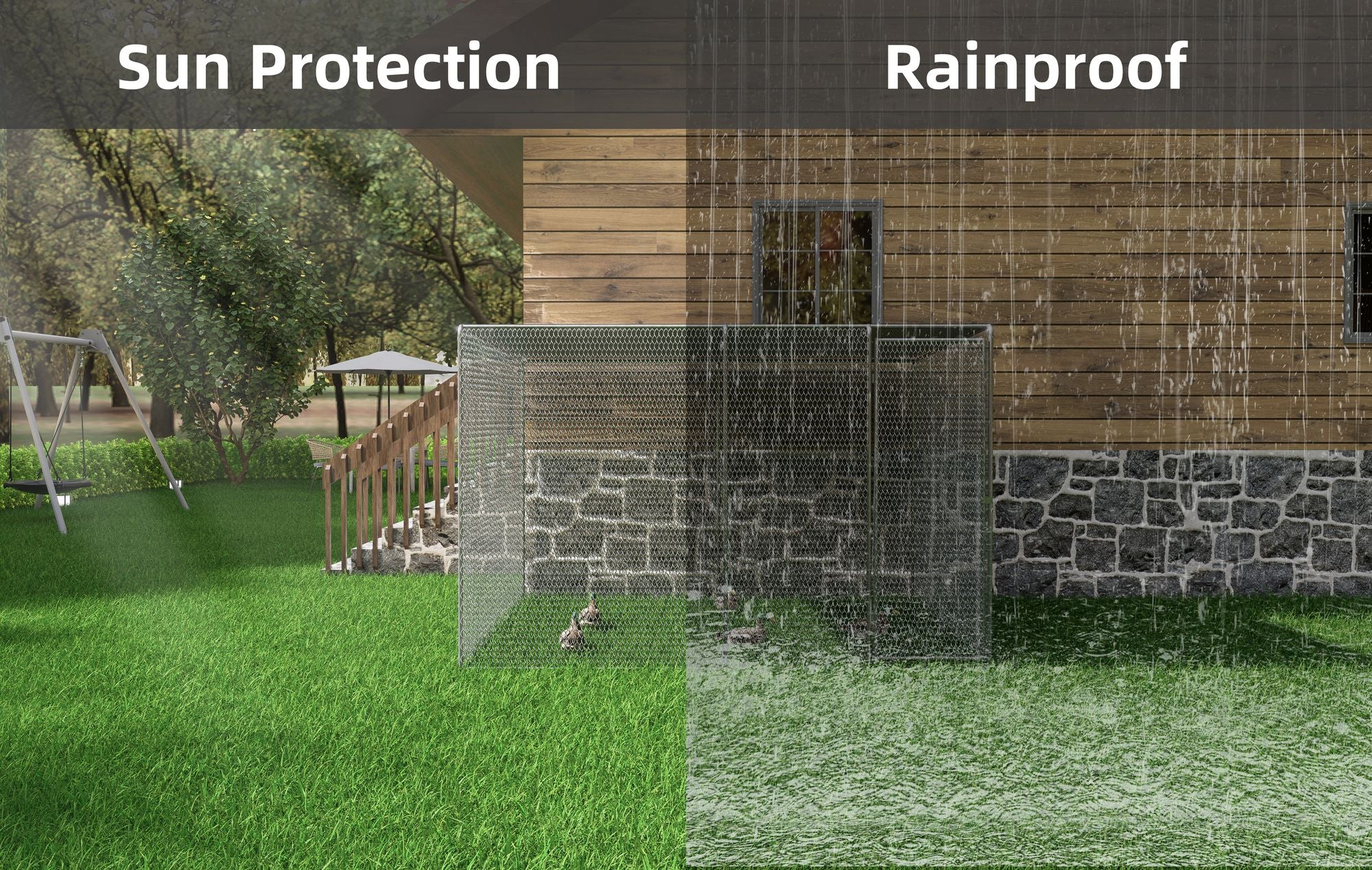 Auto-Lock Chicken Coop with UV-Proof water-ready Cover