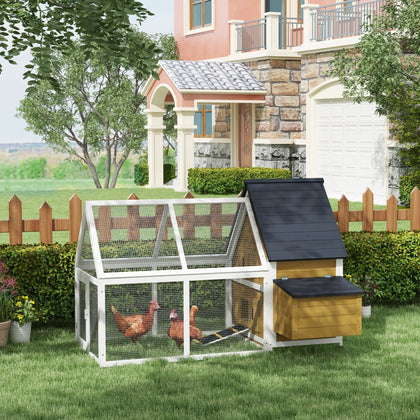 Elevated Fir furniture-style Chicken Coop with Run and Nesting Box