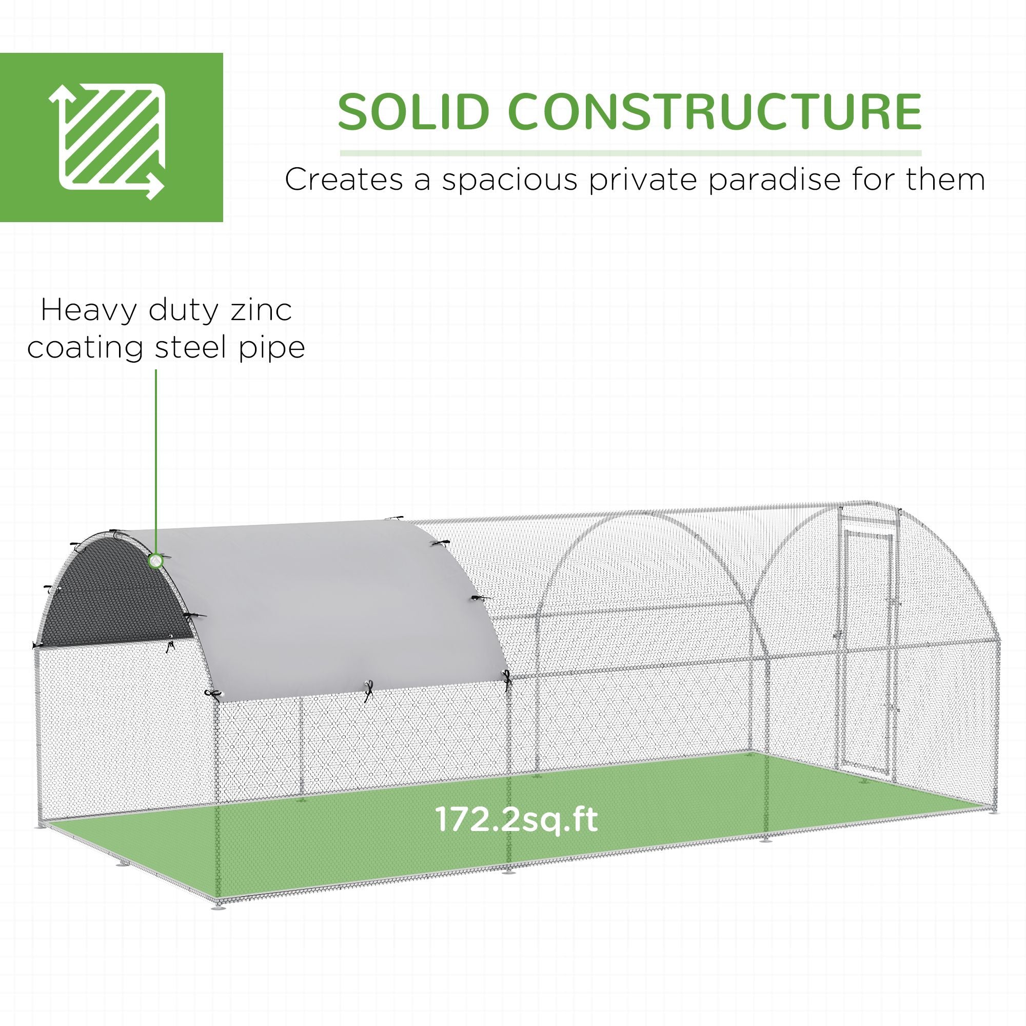 Extra-Large Walk-In Chicken Coop with Galvanized structured Frame