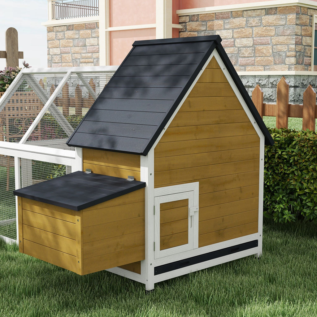 Elevated Fir furniture-style Chicken Coop with Run and Nesting Box