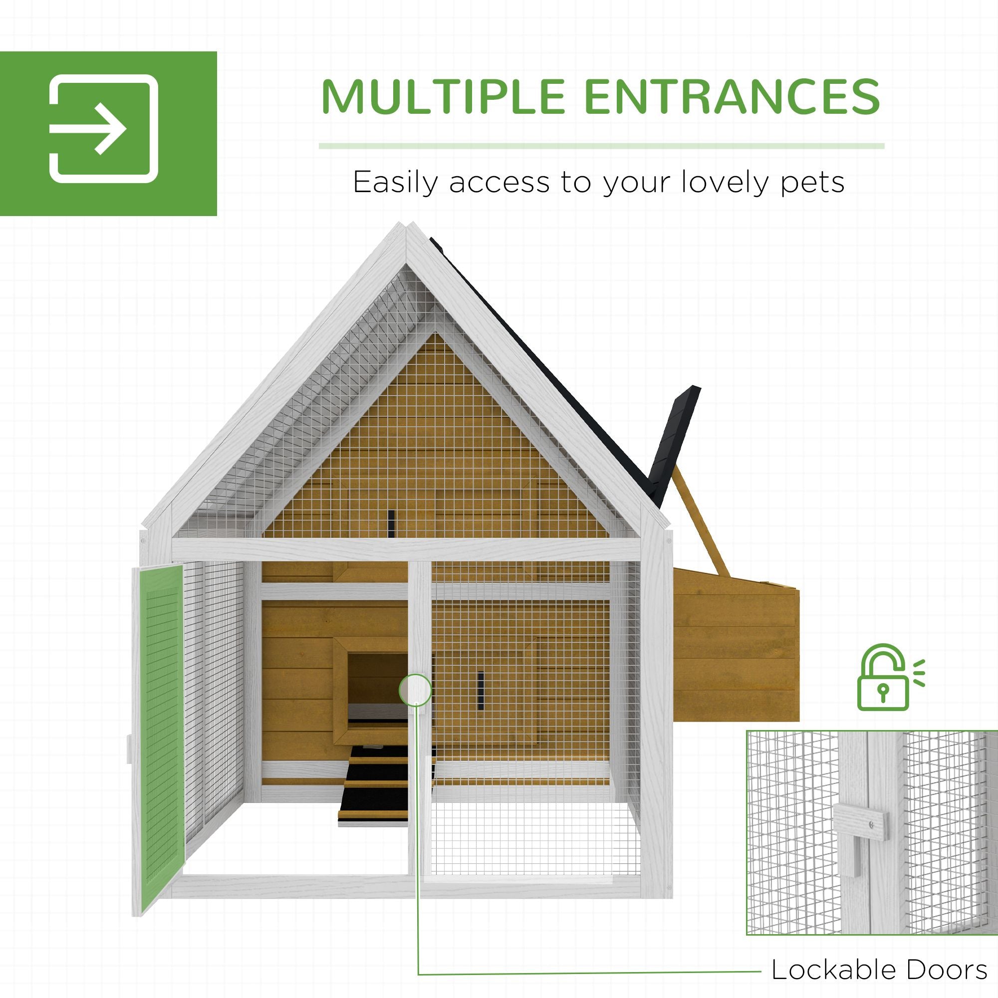 Elevated Fir furniture-style Chicken Coop with Run and Nesting Box