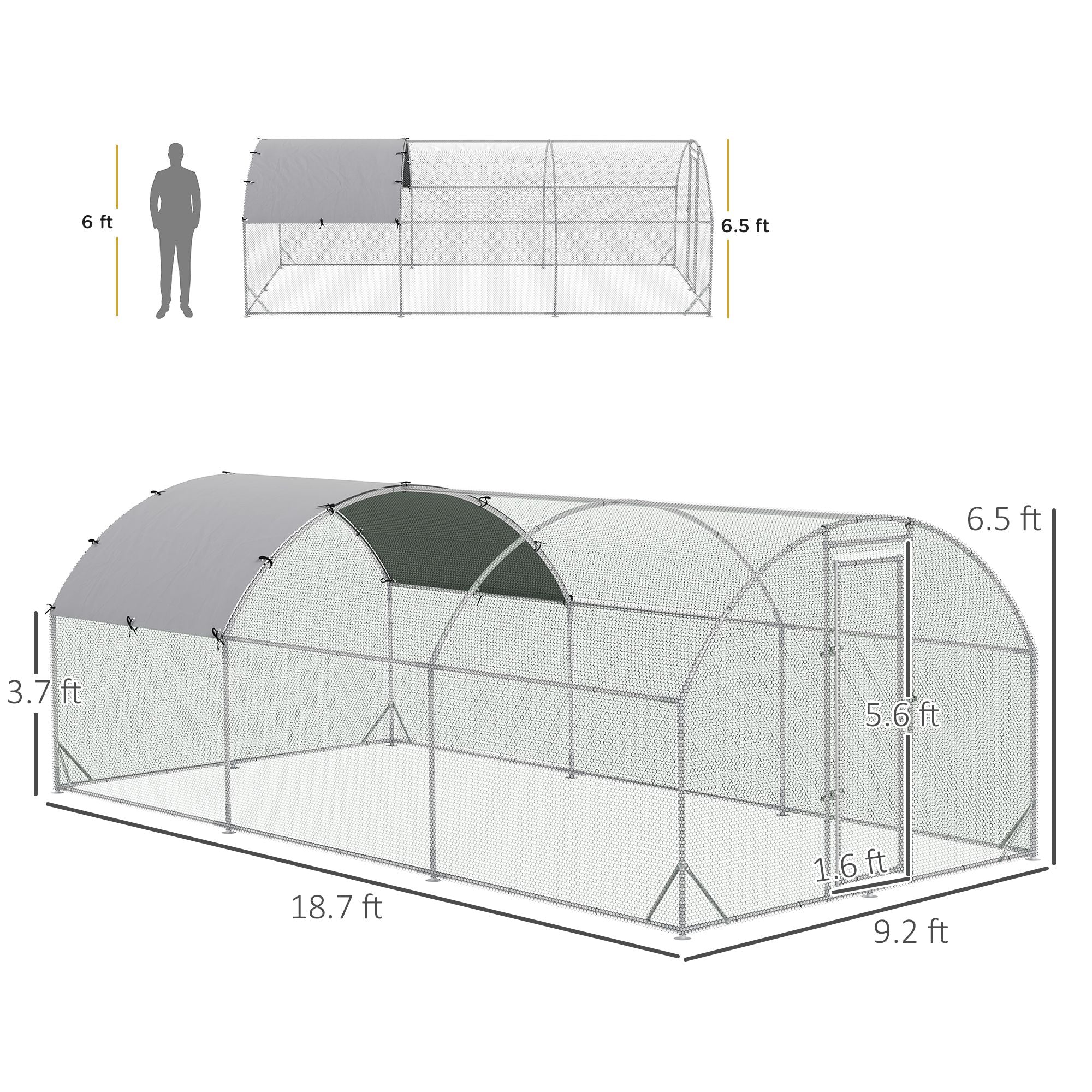 Extra-Large Walk-In Chicken Coop with Galvanized structured Frame