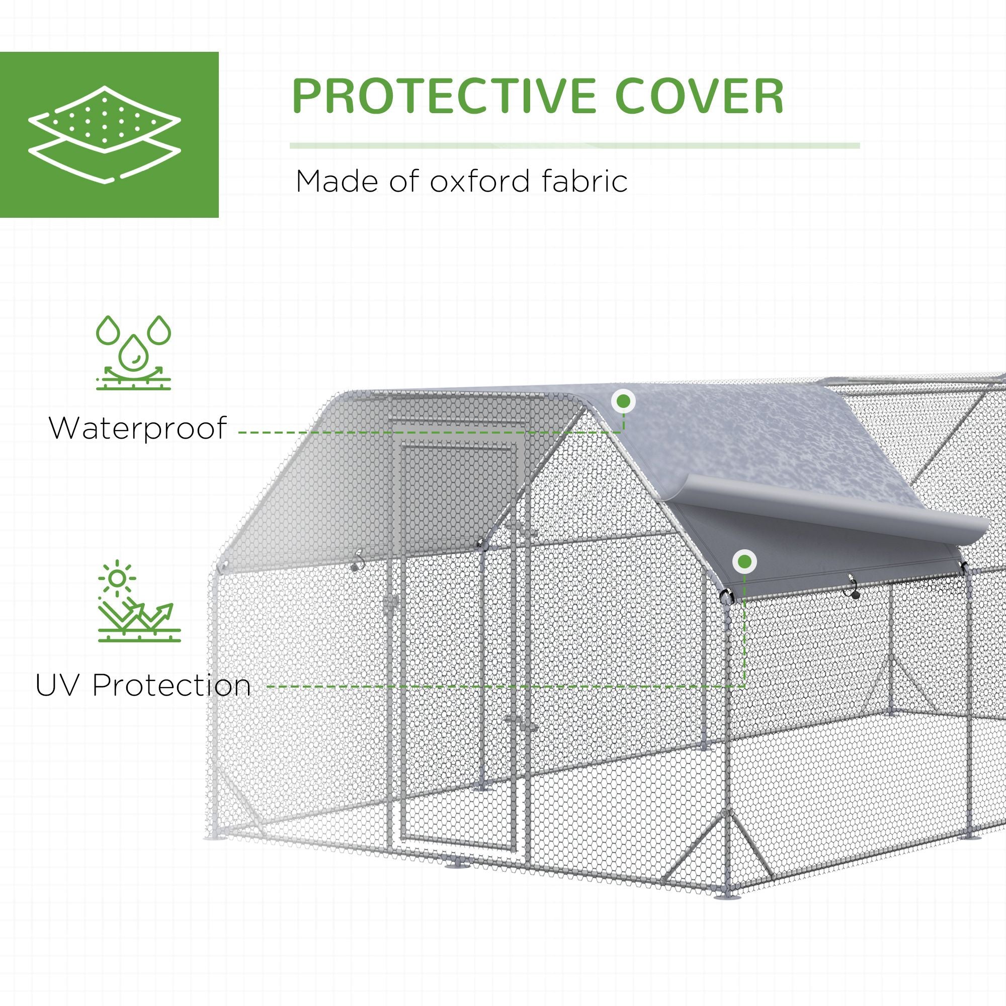Walk-In Chicken Coop with Shady Roof and Lockable Door – Holds 15-18 Birds