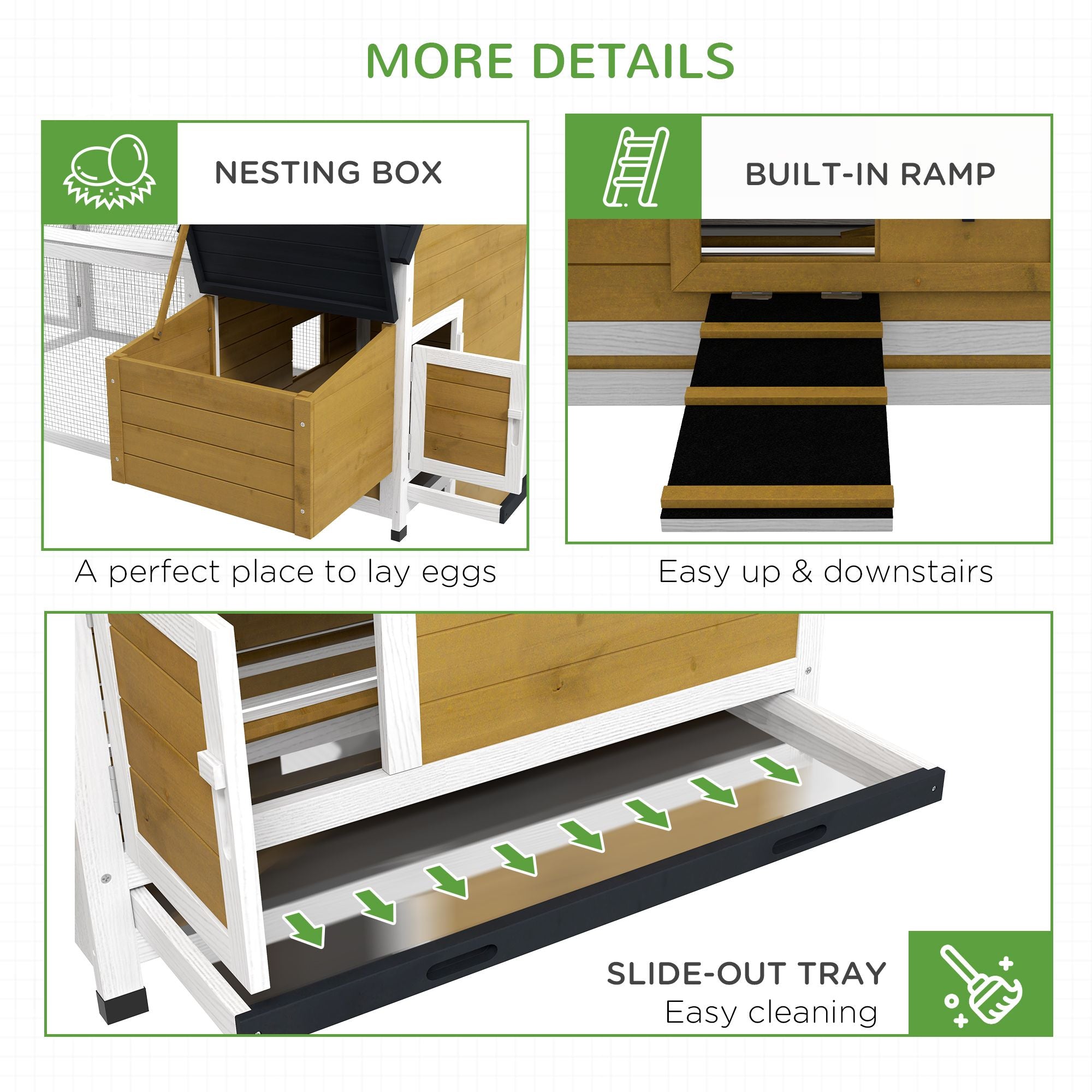Elevated Fir furniture-style Chicken Coop with Run and Nesting Box