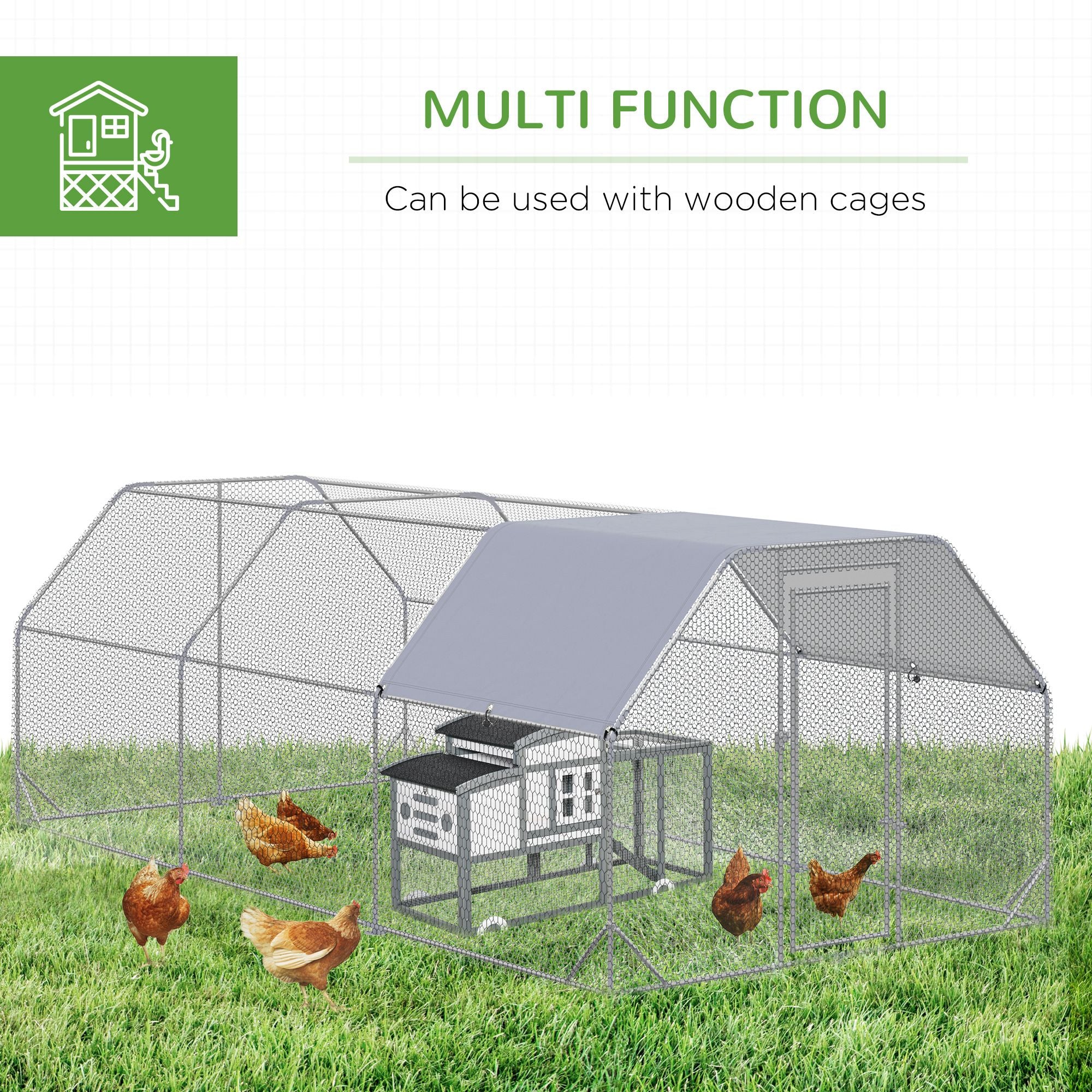 Walk-In Chicken Coop with Shady Roof and Lockable Door – Holds 15-18 Birds