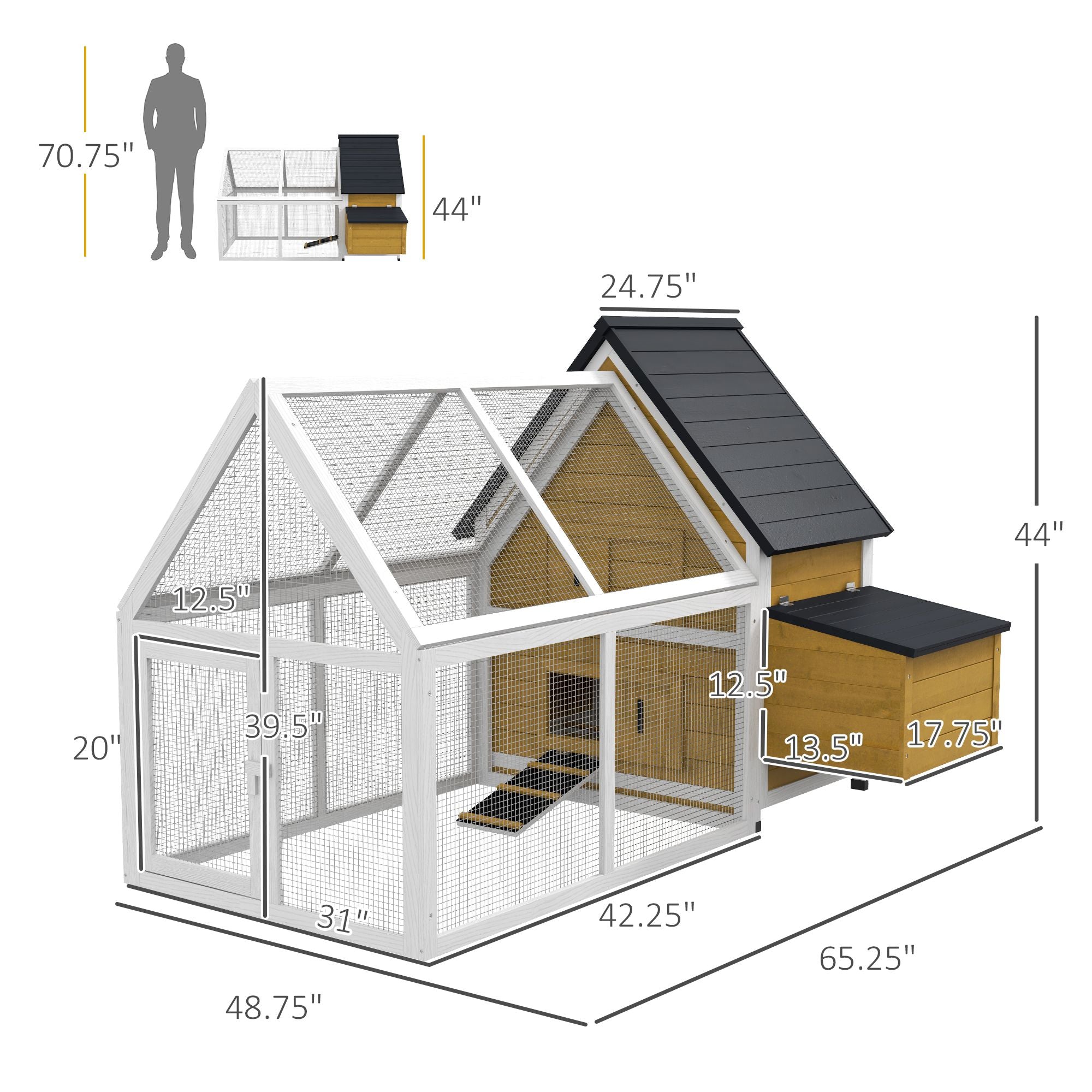 Elevated Fir furniture-style Chicken Coop with Run and Nesting Box