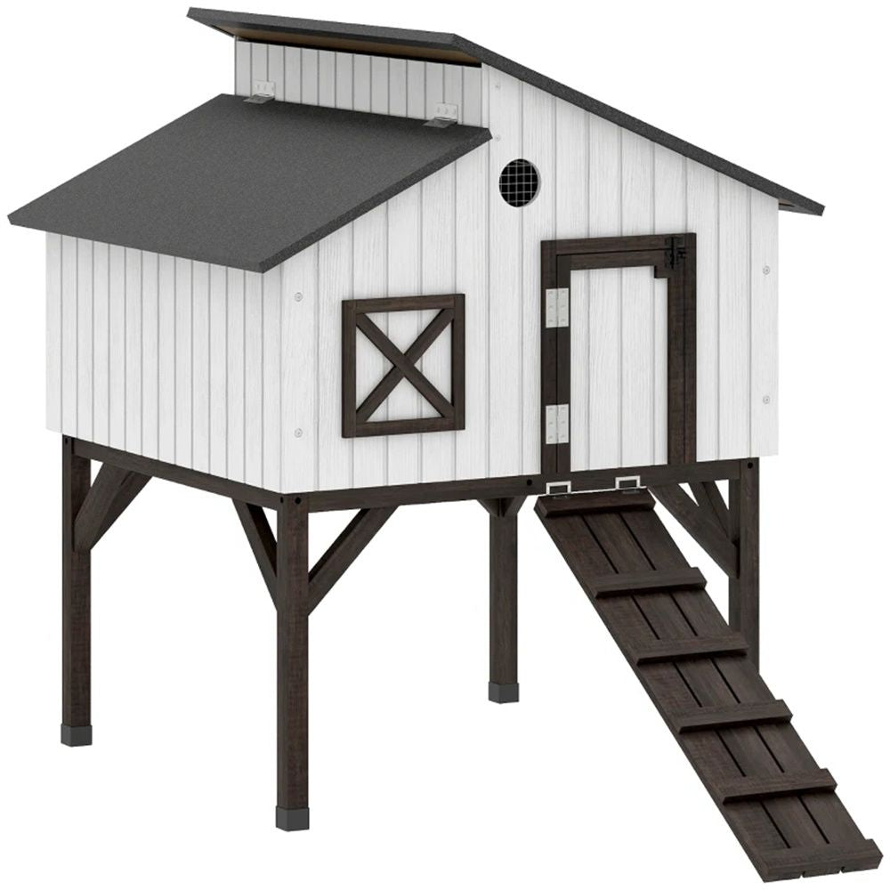 Elevated Chicken Coop with Nesting Box and Ramp – everyday Fir furniture-style