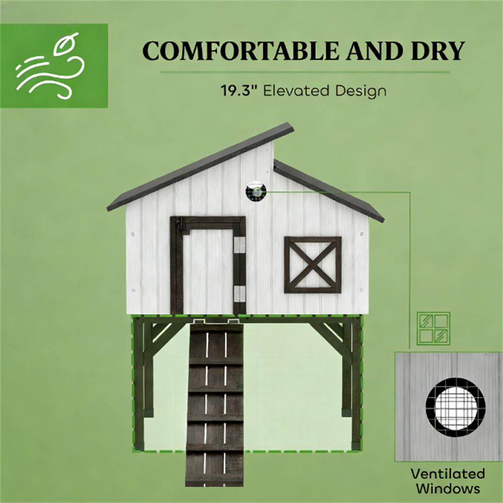 Elevated Chicken Coop with Nesting Box and Ramp – everyday Fir furniture-style