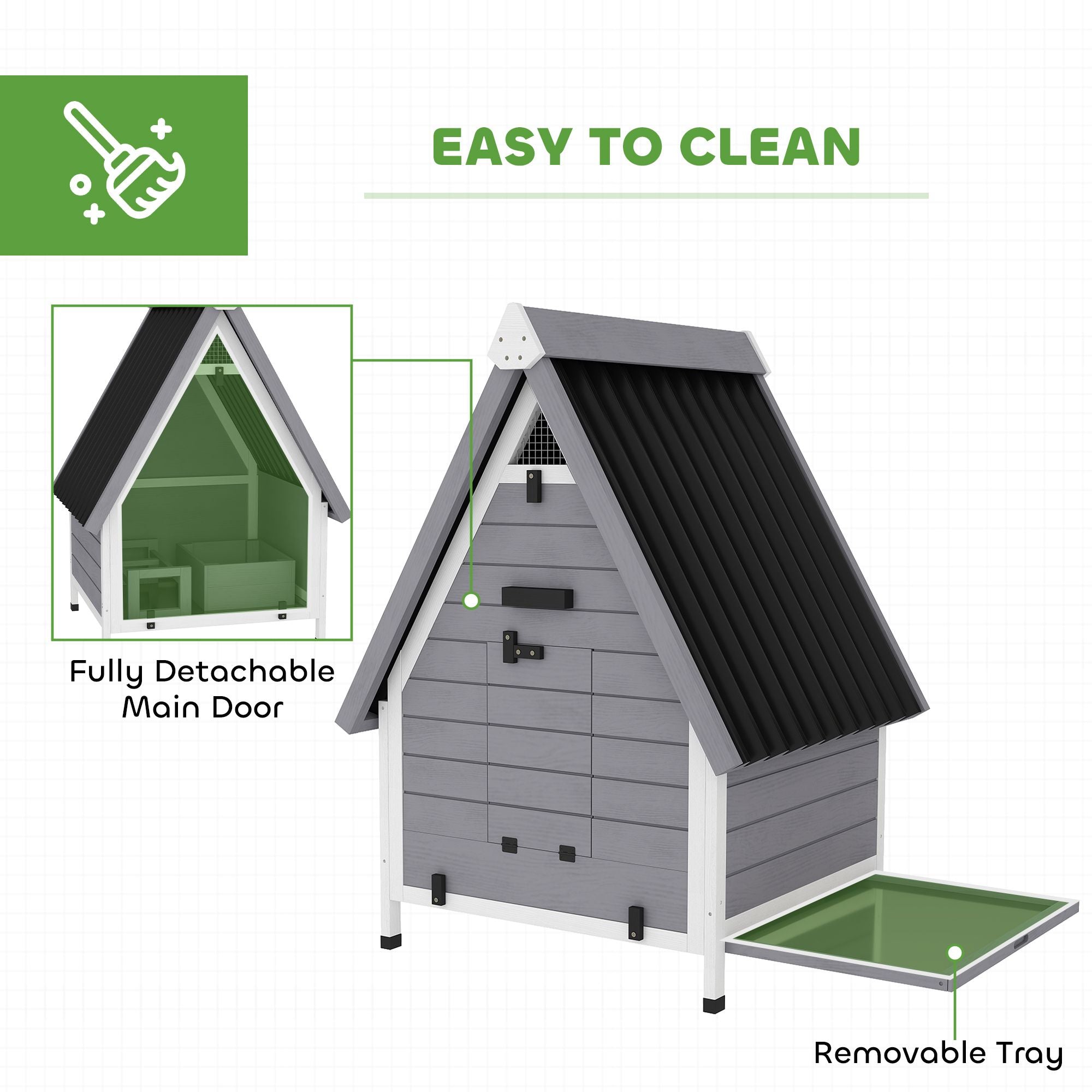 All-Weather furniture-style Chicken Coop for 1–2 Hens with Removable Nesting Box