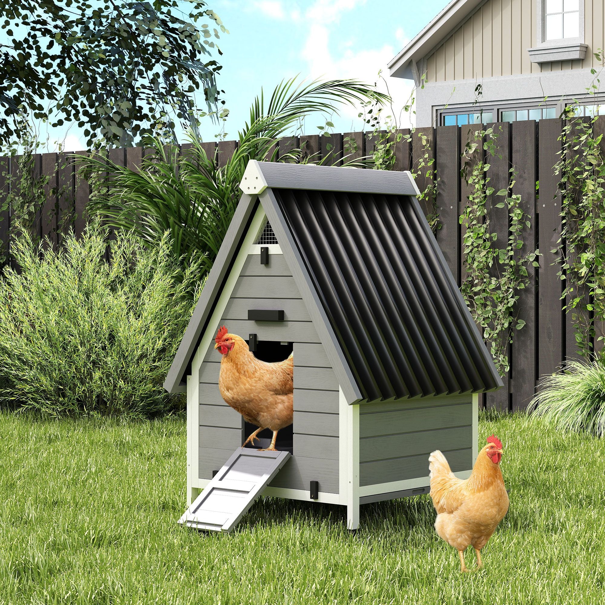 All-Weather furniture-style Chicken Coop for 1–2 Hens with Removable Nesting Box