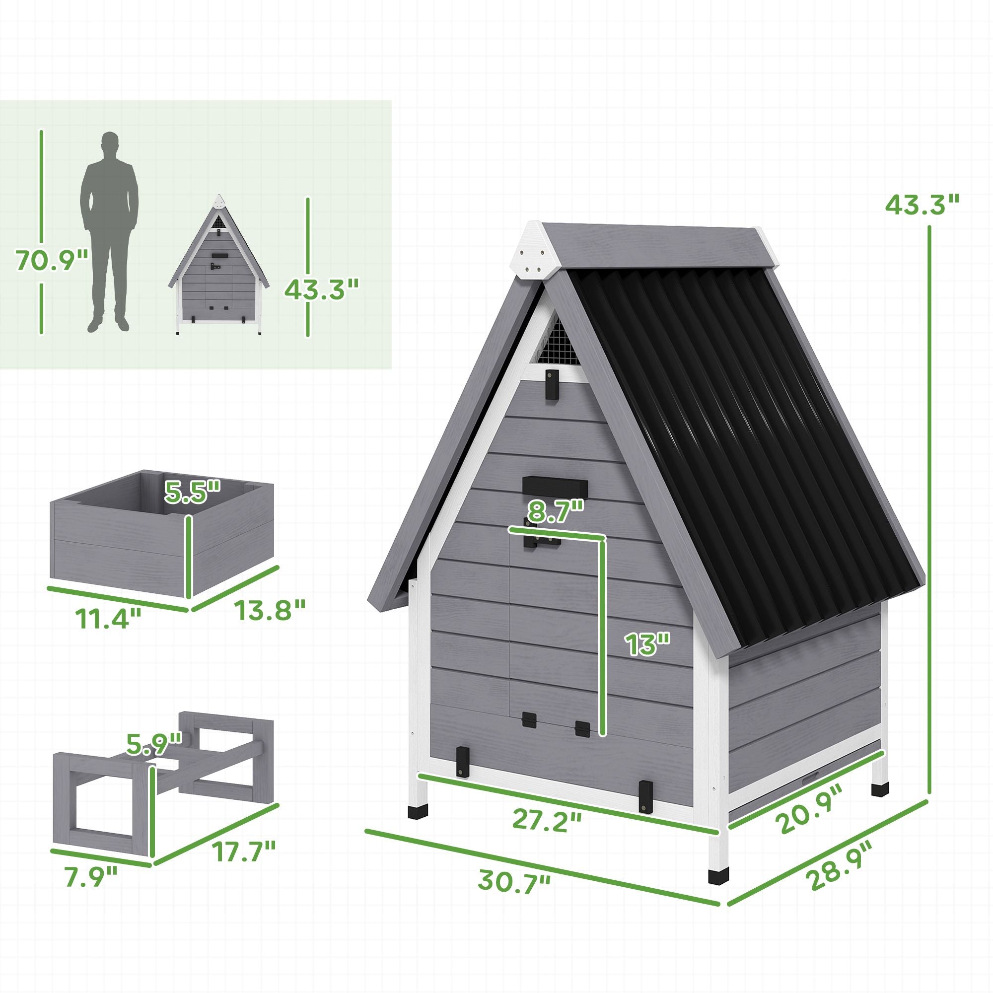 All-Weather furniture-style Chicken Coop for 1–2 Hens with Removable Nesting Box