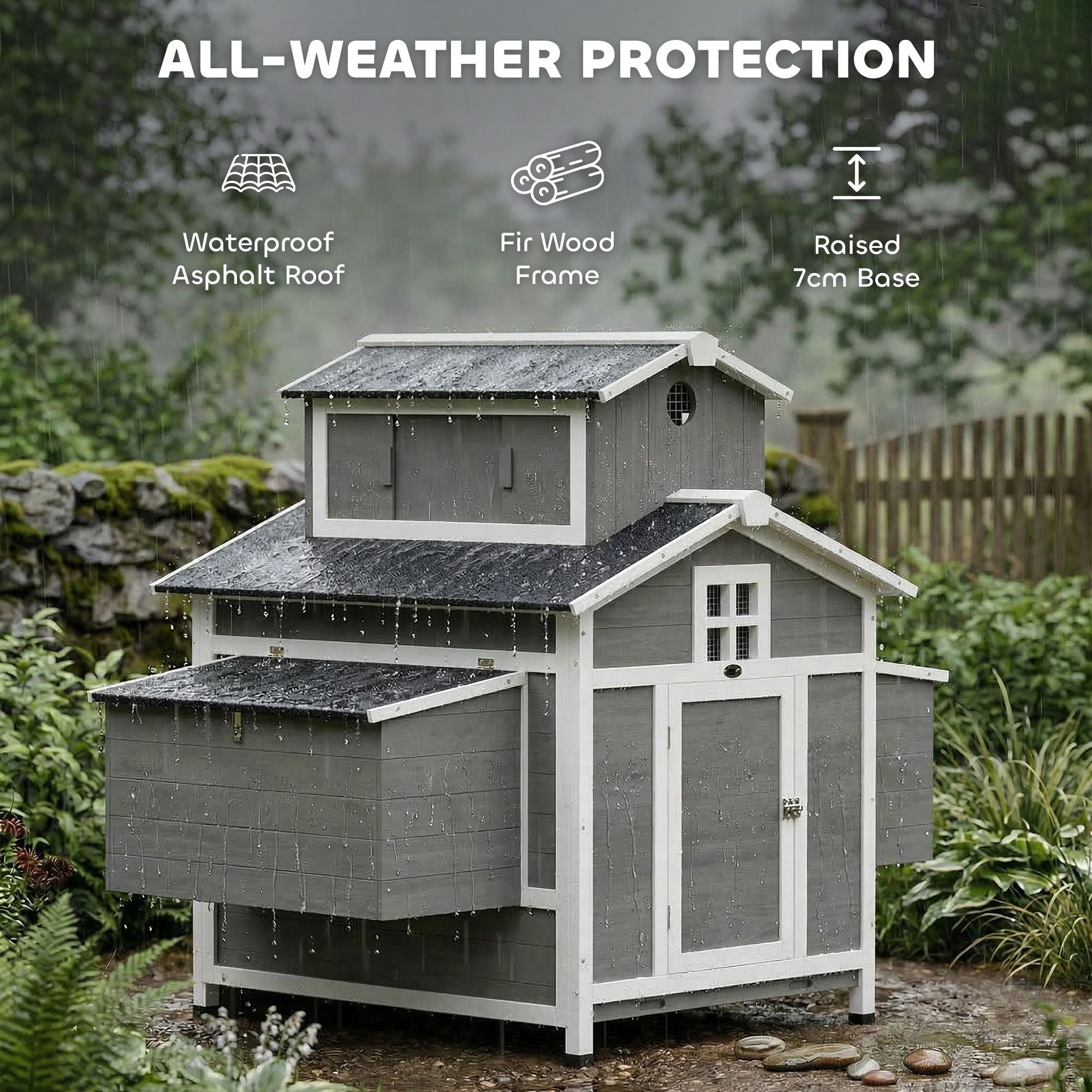Compact furniture-style Chicken Coop for 2 Hens with Nesting Boxes & Easy-Clean Tray