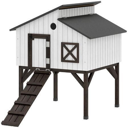 Elevated Chicken Coop & Rabbit Hutch with Nesting Box and Asphalt Roof