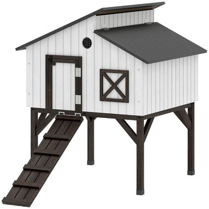 Elevated Chicken Coop & Rabbit Hutch with Nesting Box and Asphalt Roof