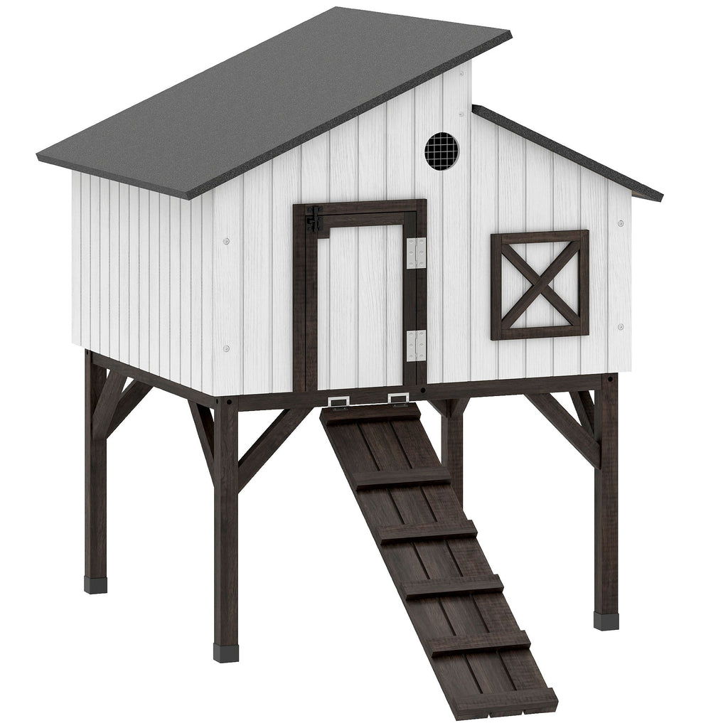 Elevated Chicken Coop & Rabbit Hutch with Nesting Box and Asphalt Roof