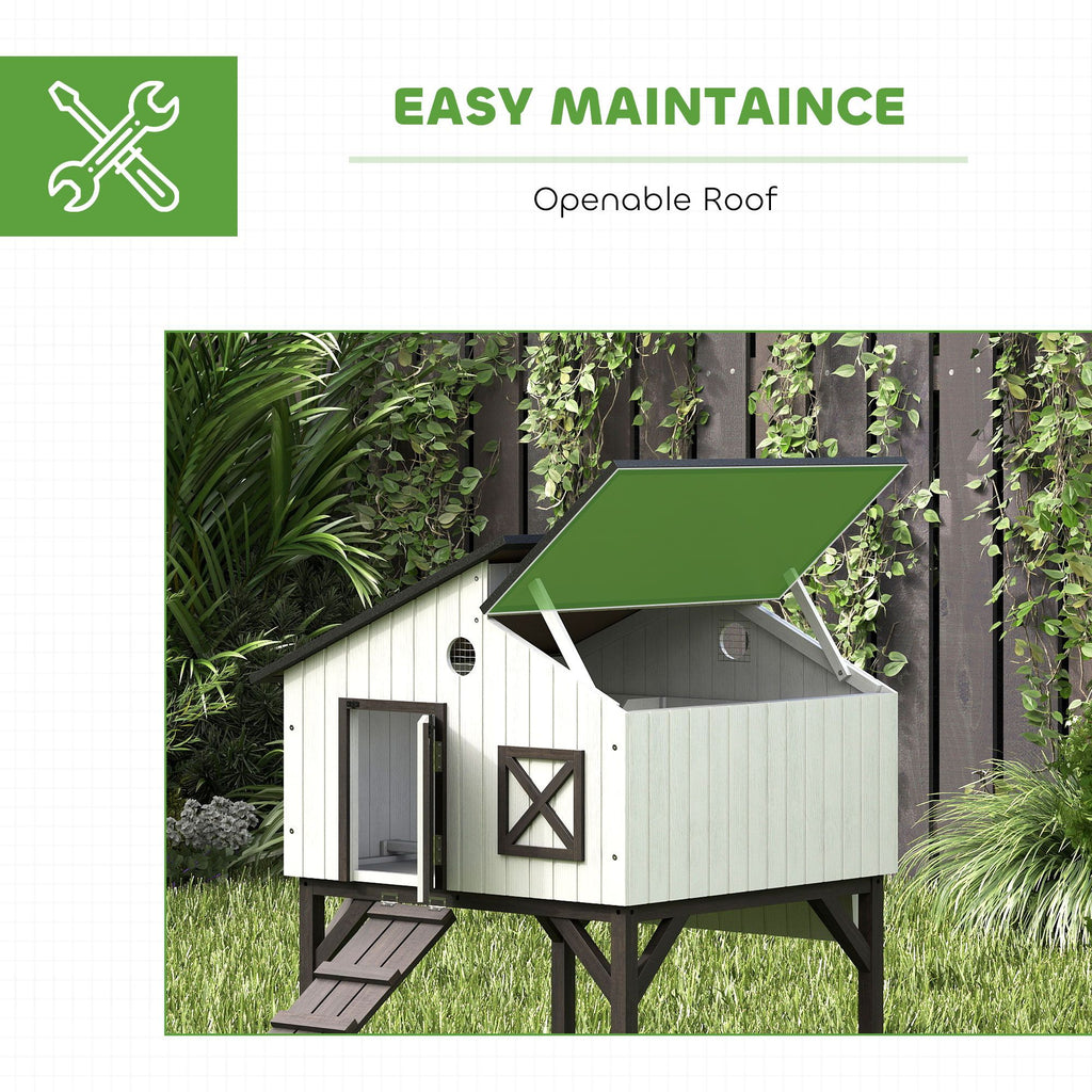 Elevated Chicken Coop & Rabbit Hutch with Nesting Box and Asphalt Roof