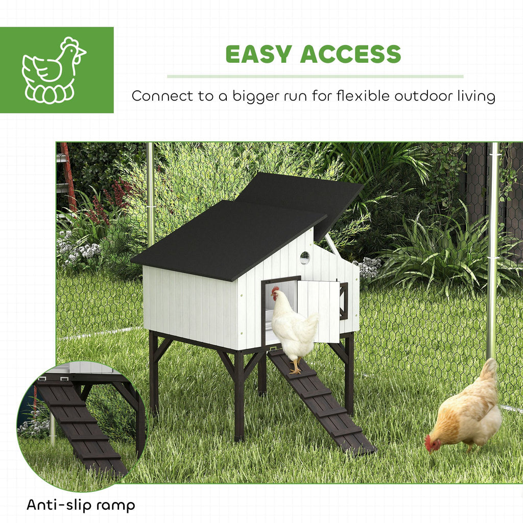 Elevated Chicken Coop & Rabbit Hutch with Nesting Box and Asphalt Roof