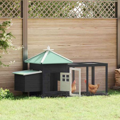 Chicken Coop with Nest Box Gray 74.8"x28.3"x40.2" Solid Firwood