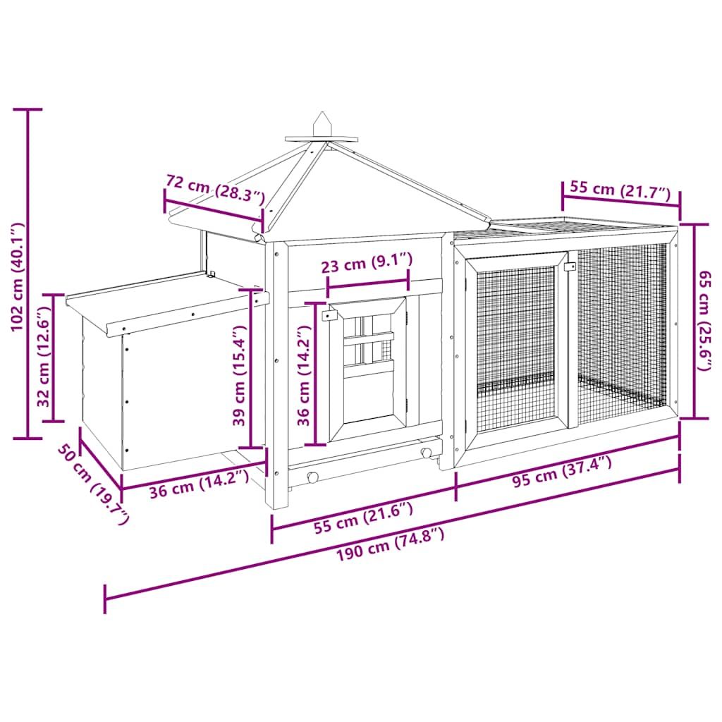 Chicken Coop with Nest Box Red 74.8"x28.3"x40.2" Solid Firwood
