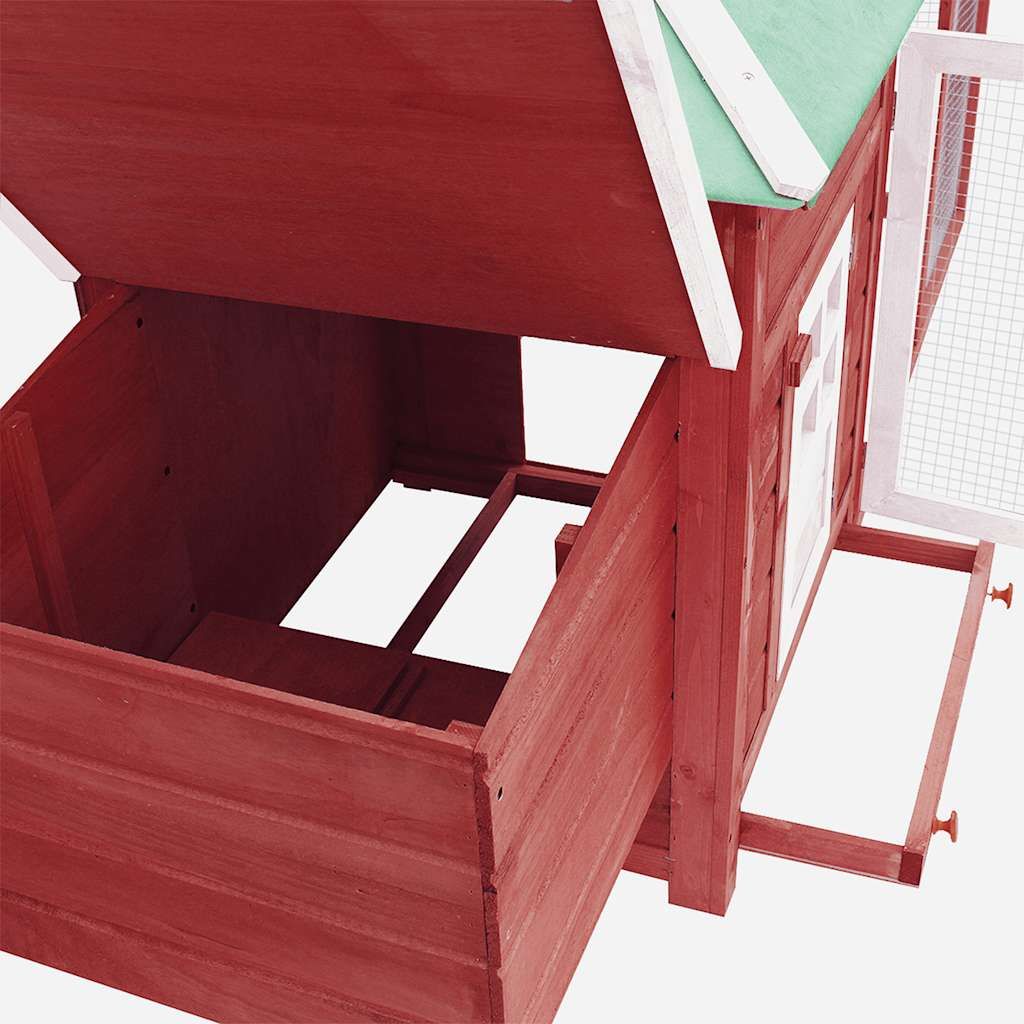 Chicken Coop with Nest Box Red 74.8"x28.3"x40.2" Solid Firwood