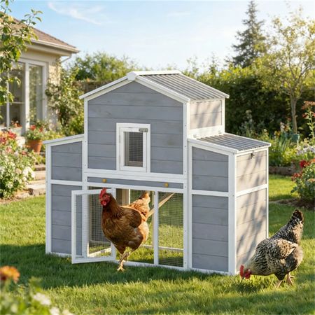 furniture-style Chicken Coop with Secure Run for 2–4 Chickens