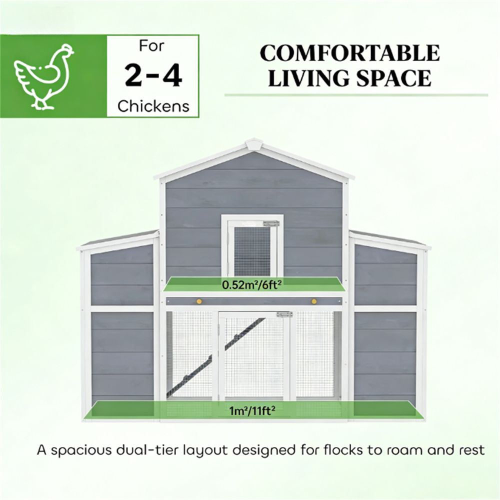furniture-style Chicken Coop with Secure Run for 2–4 Chickens